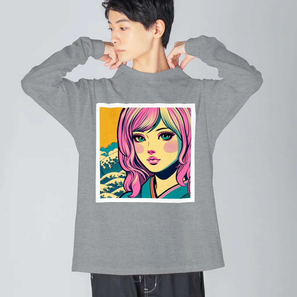 Sunlit Horizonの令和・浮世絵ギャル Big Long Sleeve T-Shirt