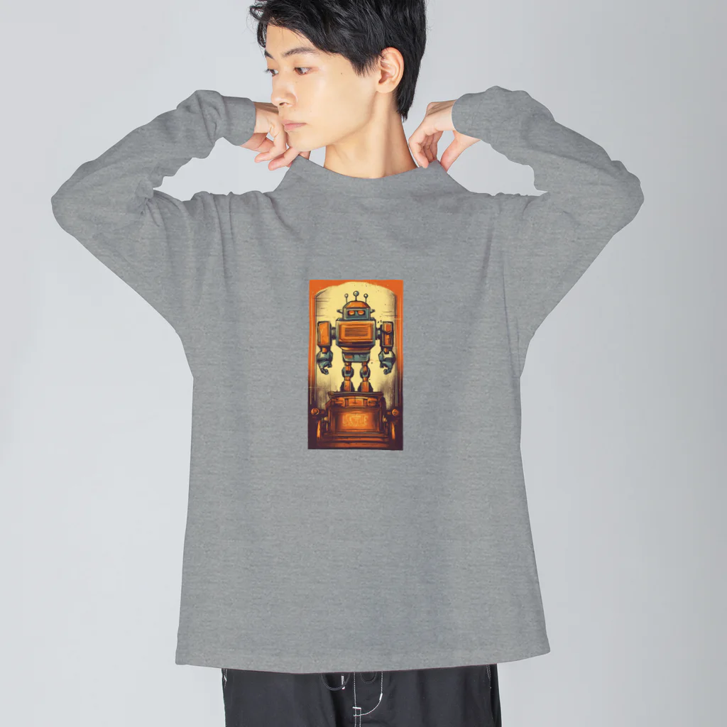 mirinconixのブリキのヴィンテージ風ロボットのイラスト Big Long Sleeve T-Shirt