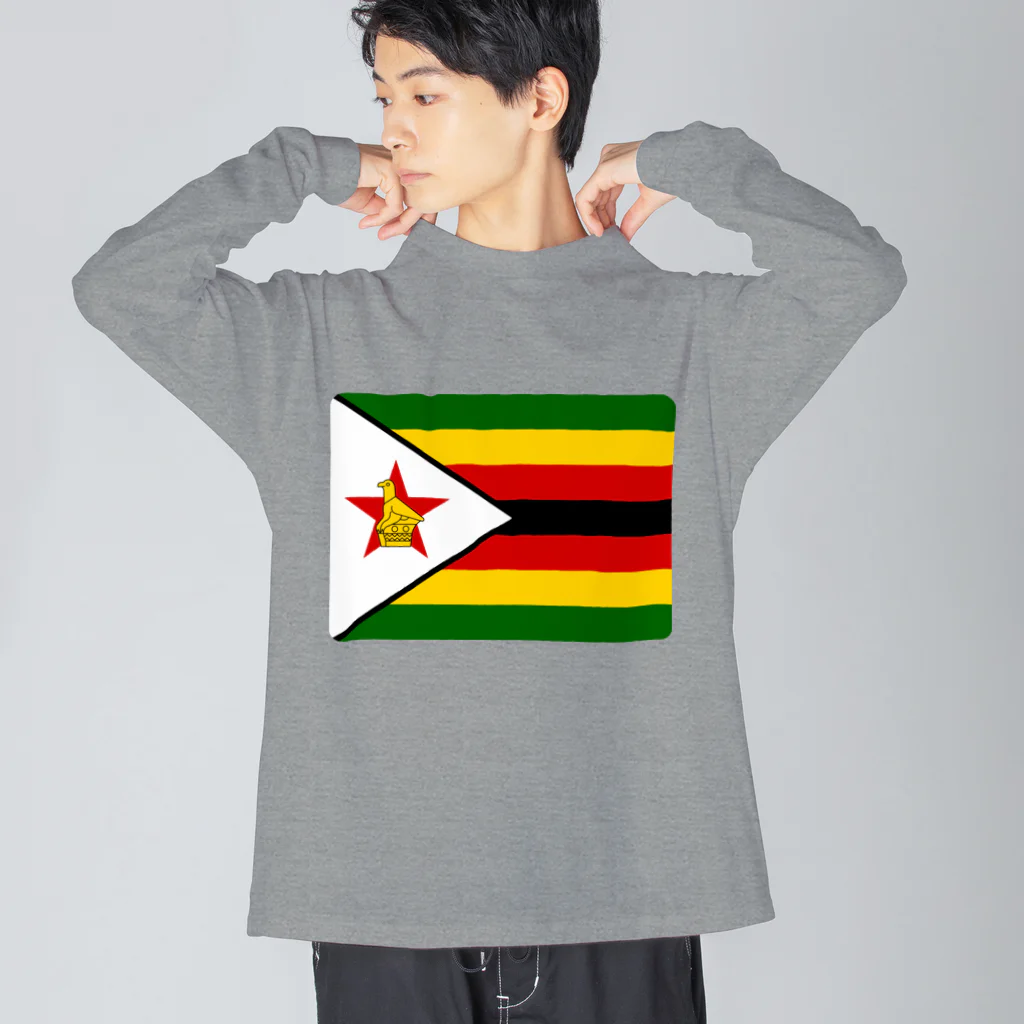お絵かき屋さんのジンバブエの国旗 ビッグシルエットロングスリーブTシャツ