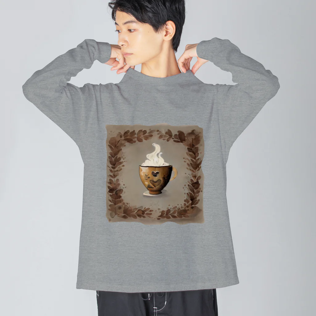 leisurely_lifeのA richly decorated coffee-inspired T-shirt design Big Long Sleeve T-Shirt