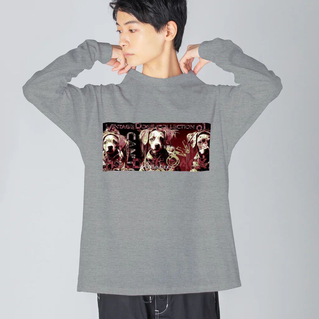 DOTS EMO JUICYのVintage Dogs Collection 01_D Cut ビッグシルエットロングスリーブTシャツ