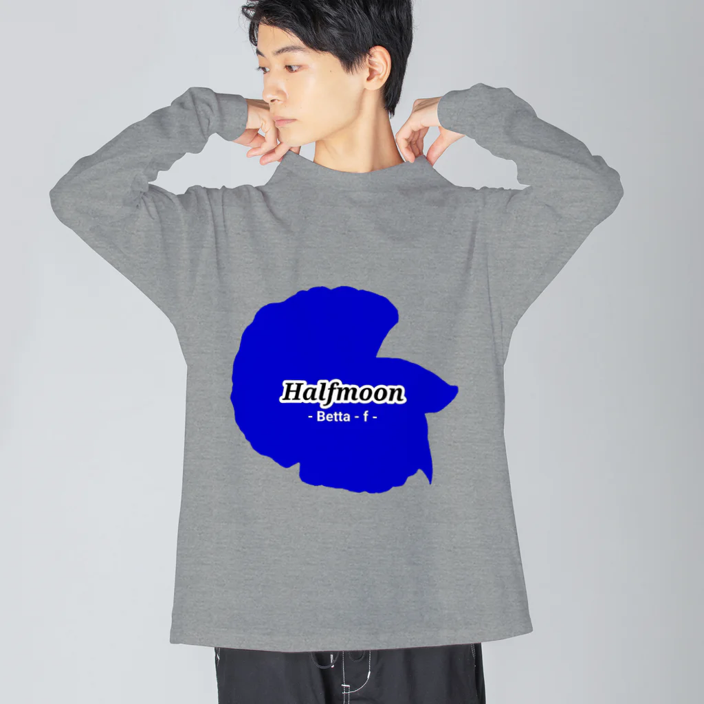 ☆ららくらら☆のHalfmoon Betta①Mediumblue ビッグシルエットロングスリーブTシャツ