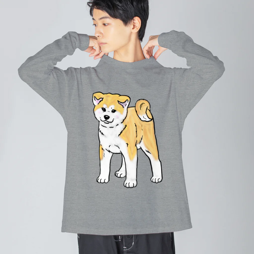 春風工房の秋田犬の展覧会立ち込み練習 ビッグシルエットロングスリーブTシャツ