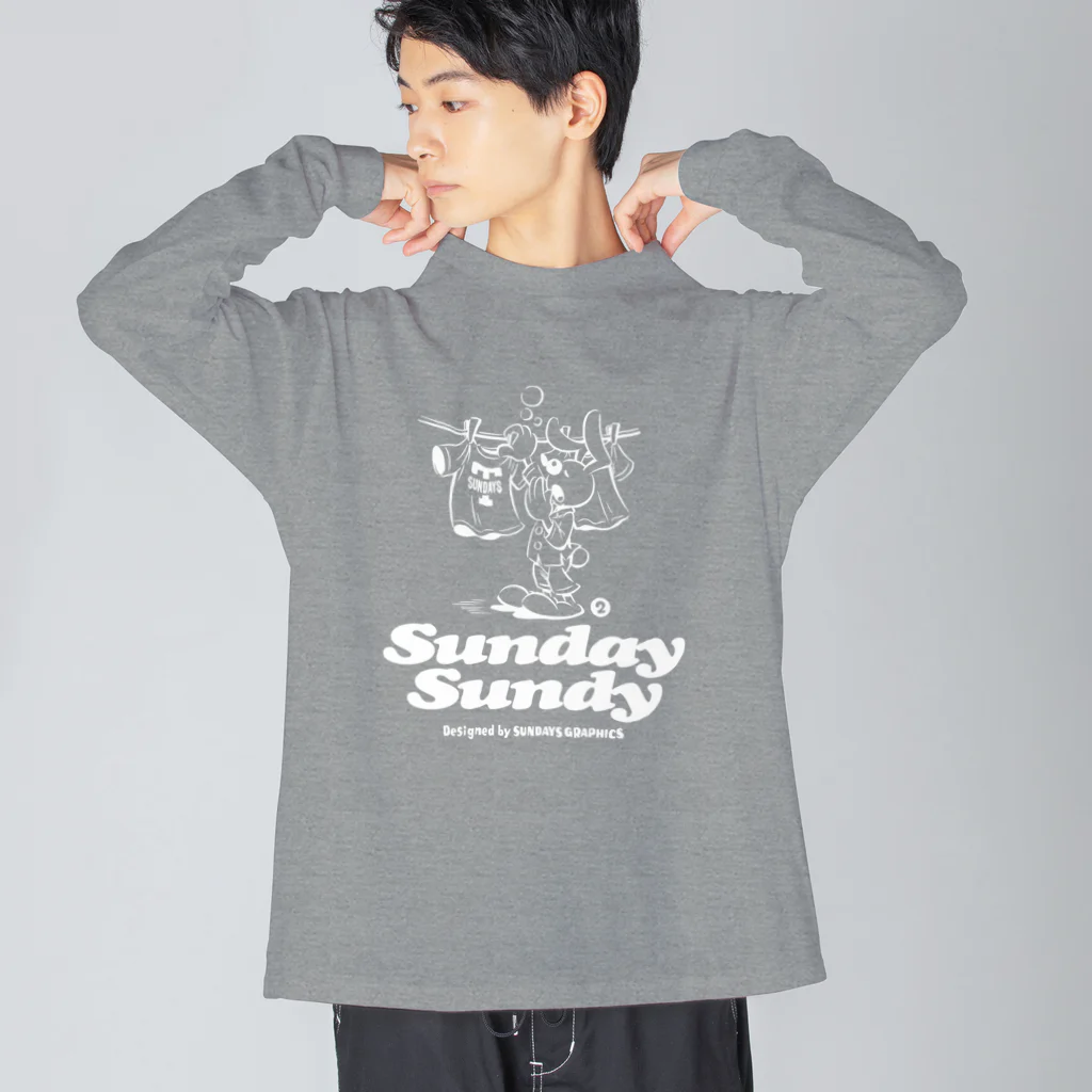 SUNDAYS GRAPHICSのSUNDAY SUNDY No.2 (白ロゴ) ビッグシルエットロングスリーブTシャツ