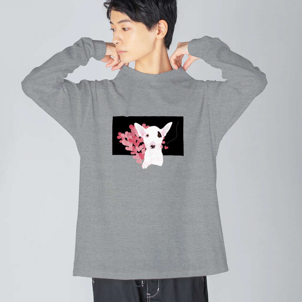 まみおデザインのハートとブルテリくん Big Long Sleeve T-Shirt