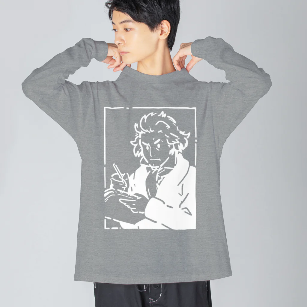 山形屋米店の【白プリント】ベートーヴェン Big Long Sleeve T-Shirt