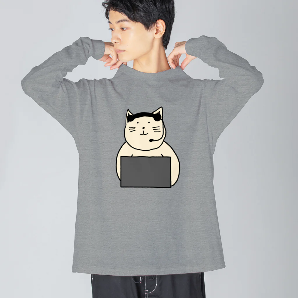 ＋Whimsyのコールセンターねこ ビッグシルエットロングスリーブTシャツ