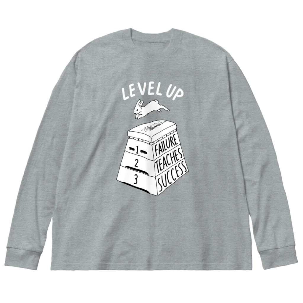 ねこぜもんのLEVEL UP FTS しろいロゴ ビッグシルエットロングスリーブTシャツ