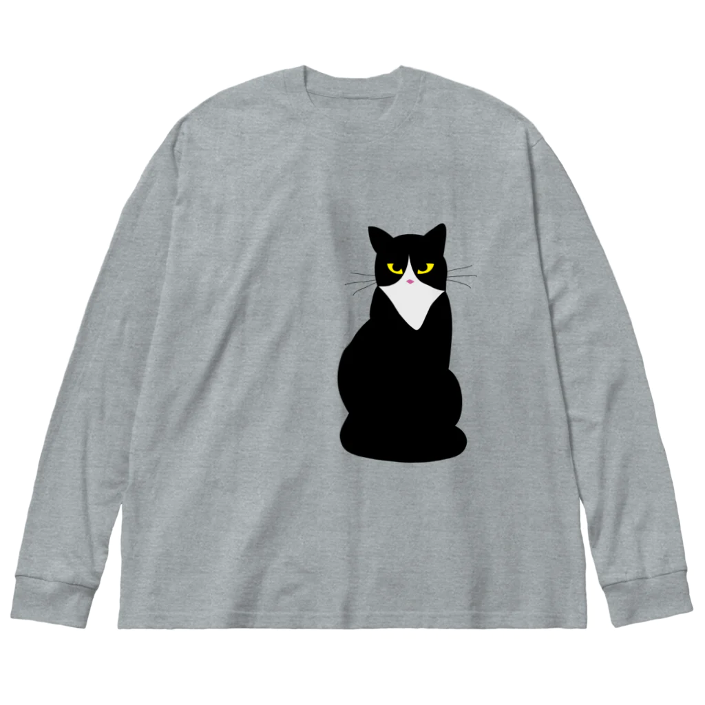 ユメデマデのハチワレ猫 ビッグシルエットロングスリーブTシャツ
