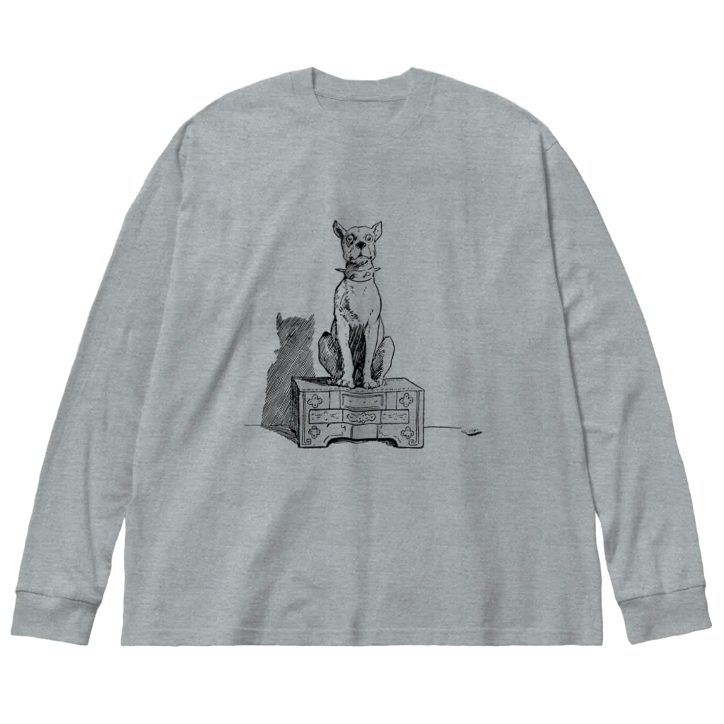 Saza-nami Antique designのこっちを見てる犬 ビッグシルエットロングスリーブTシャツ