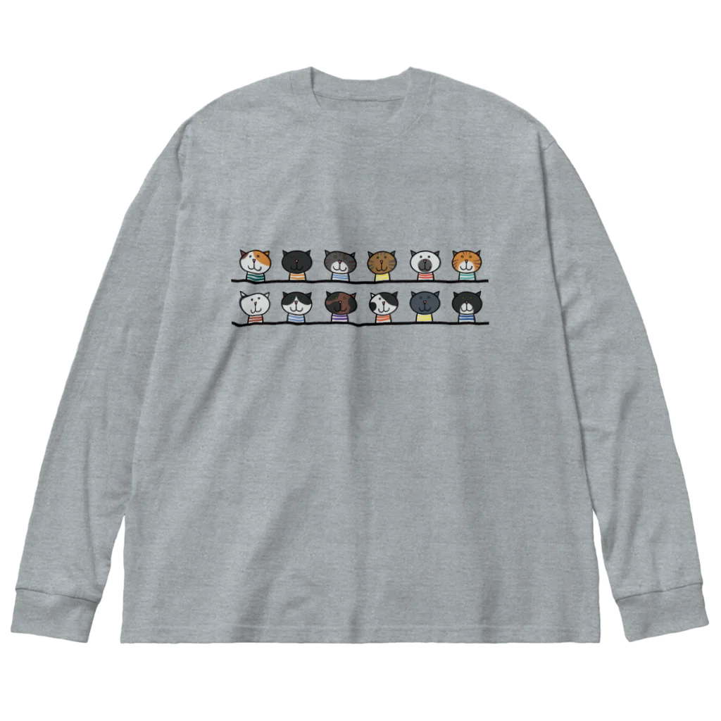 Yellow_Sparrowのせいぞろいするねこ Big Long Sleeve T-Shirt