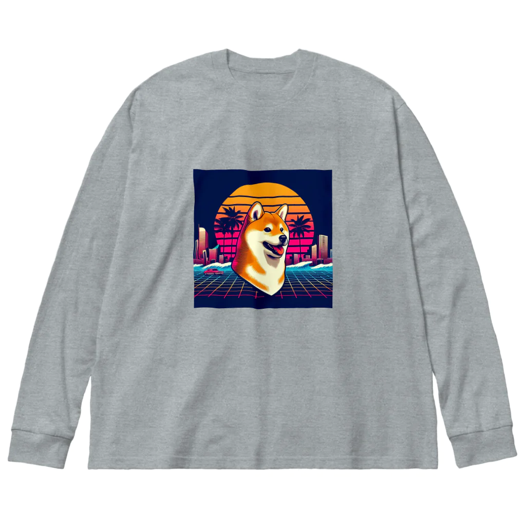 80s_popの80s_pop Dog No.1 (Shiba Inu) ビッグシルエットロングスリーブTシャツ