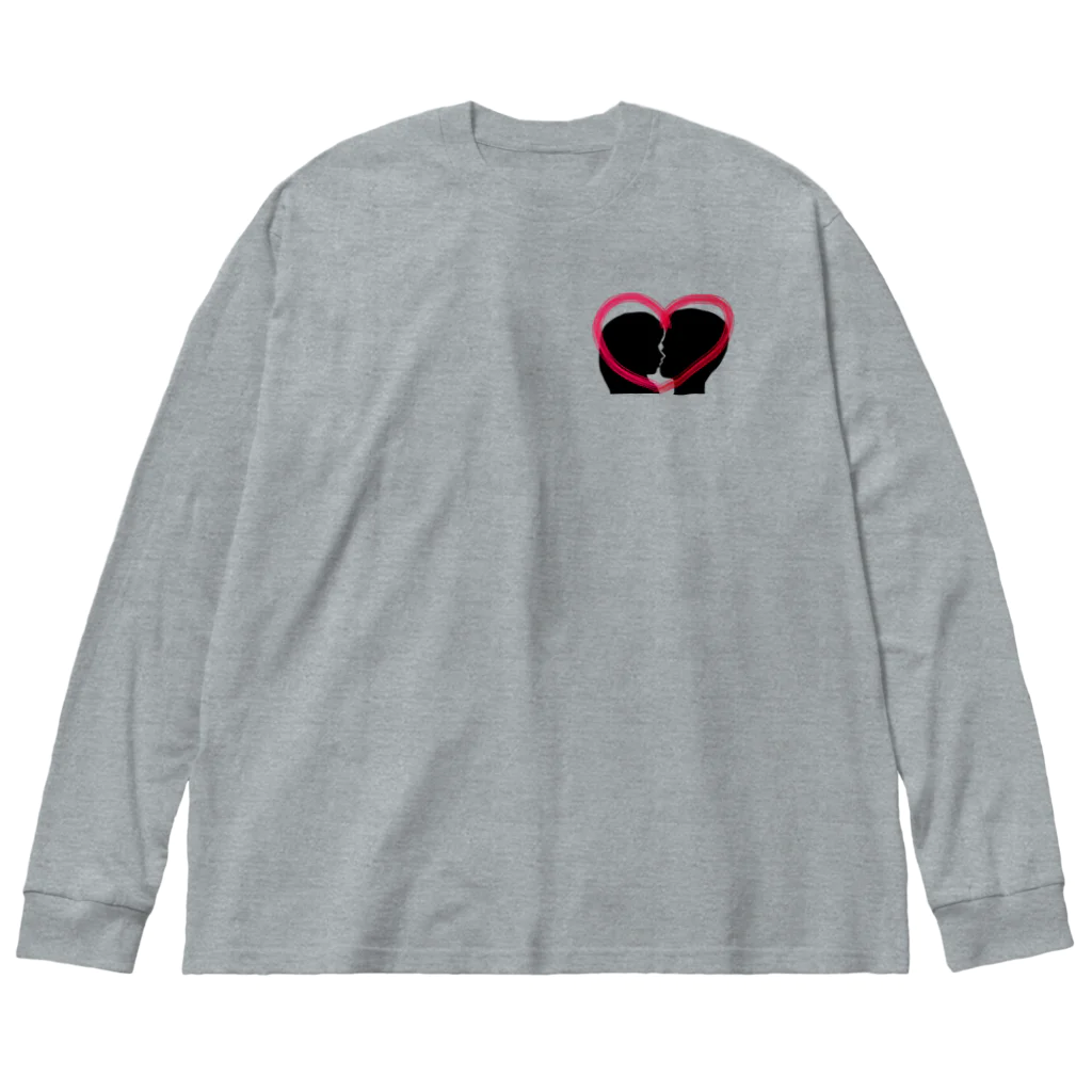 Lily bird（リリーバード）のSilhouette of kiss with heart♥② Big Long Sleeve T-Shirt