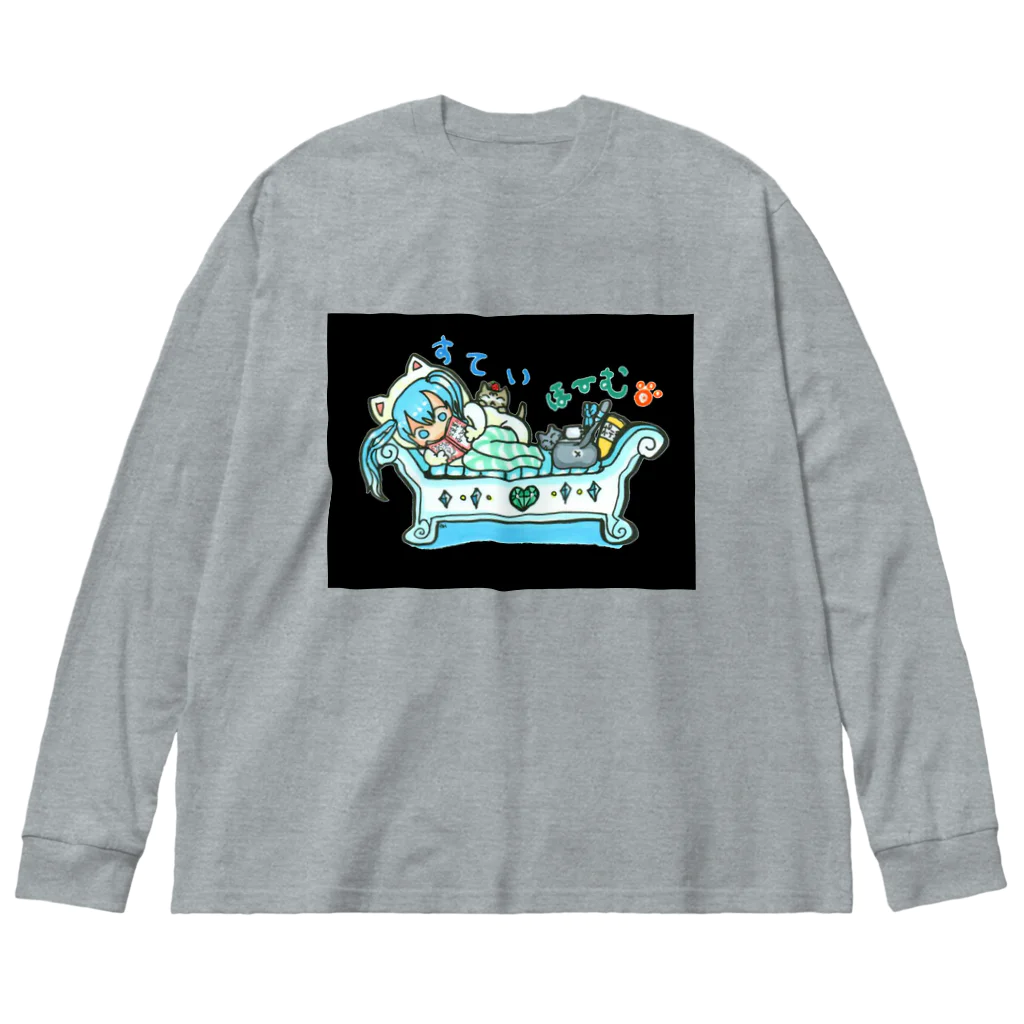 miku'ꜱGallery星猫の両面プリント✨mikuと愛猫💙STAY HOMEとおうち時間 Big Long Sleeve T-Shirt