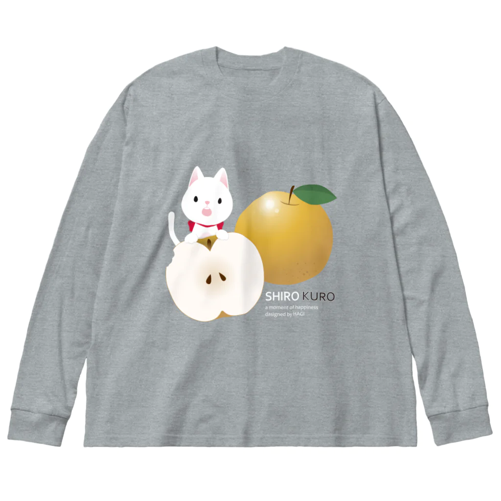 ○●の 白ねこのPera ビッグシルエットロングスリーブTシャツ