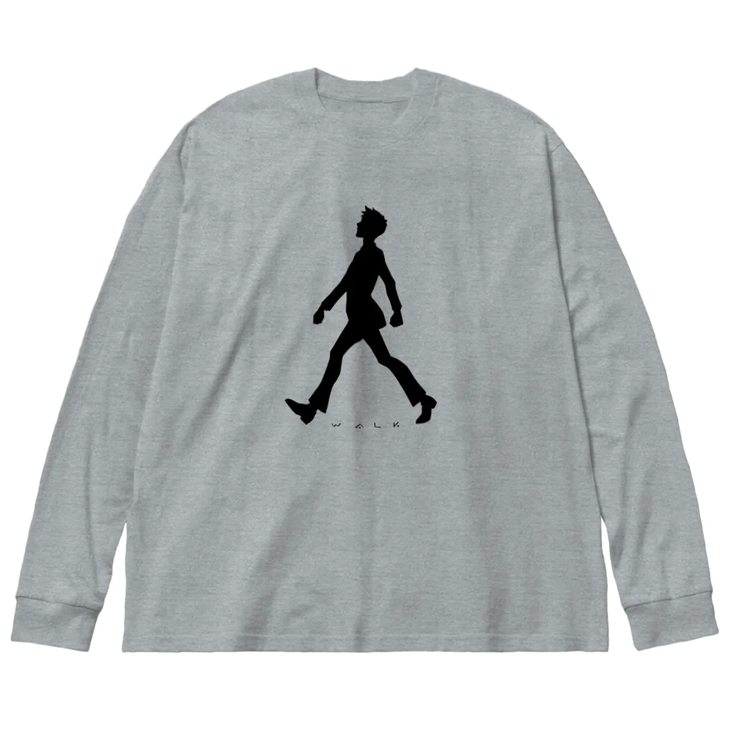 はねすみのシルエット 歩く(黒) Big Long Sleeve T-Shirt