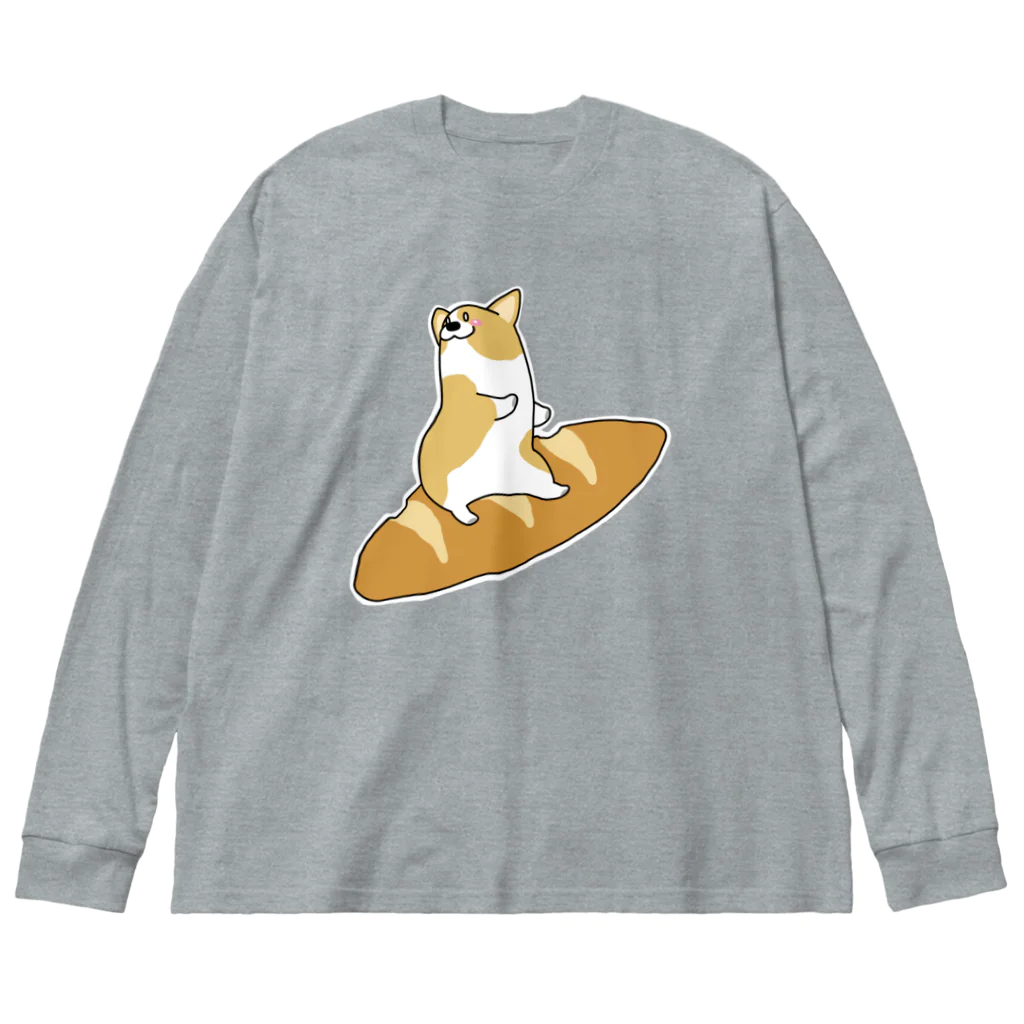 5corgisの颯爽とパンを乗りこなすコーギー ビッグシルエットロングスリーブTシャツ