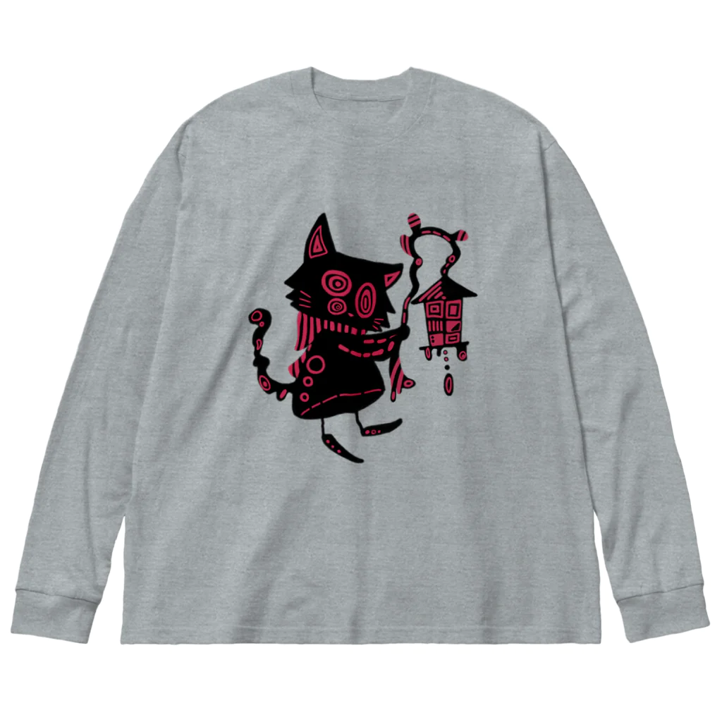 日向のレジャーシート。の赤信号(猫) Big Long Sleeve T-Shirt