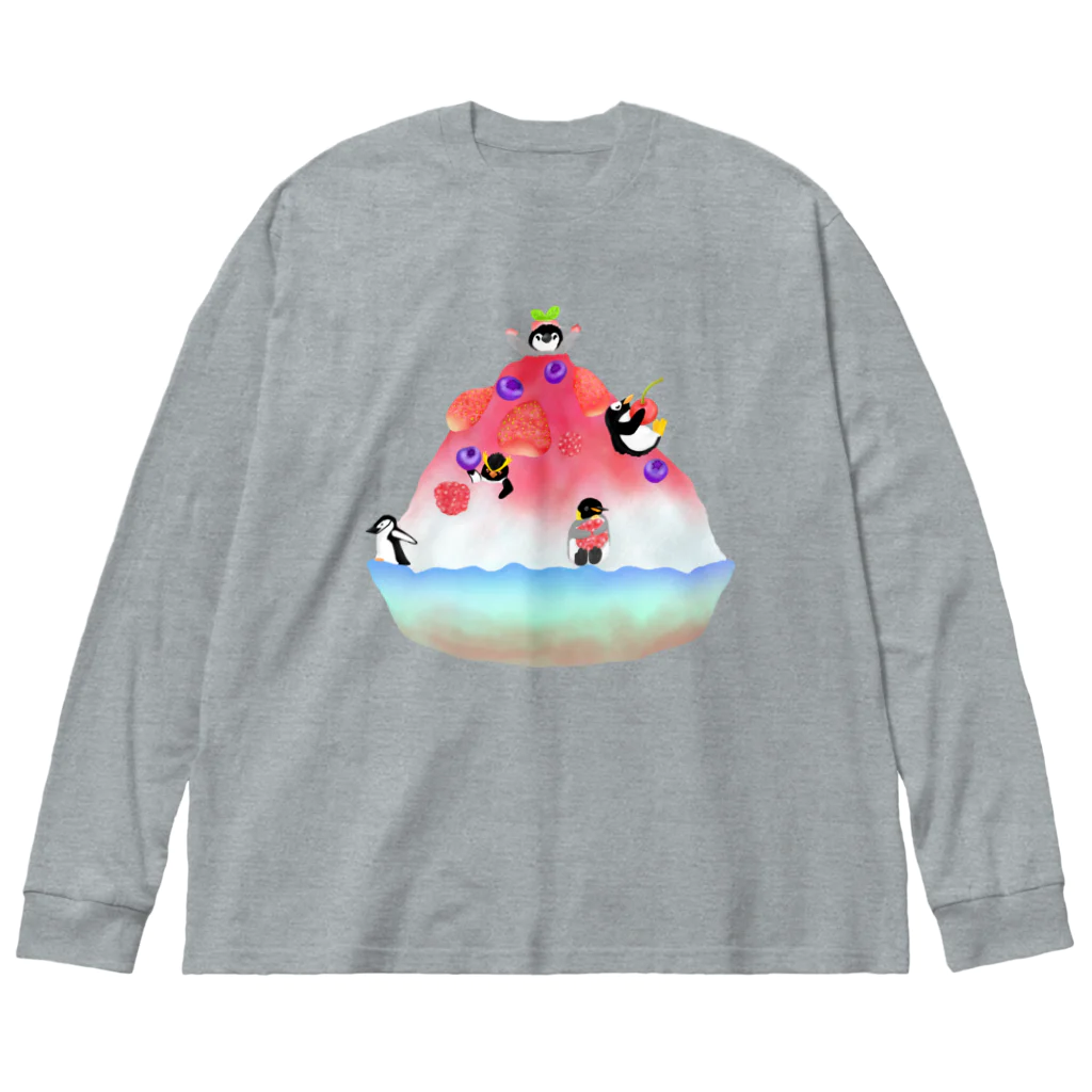 Lily bird（リリーバード）のかき氷とペンギンたち① ビッグシルエットロングスリーブTシャツ