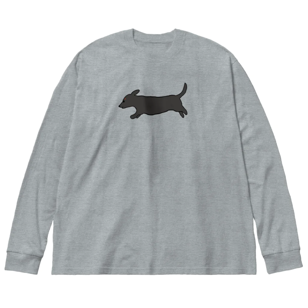 CHOSANAの走る犬 ダックス ブラック Big Long Sleeve T-Shirt