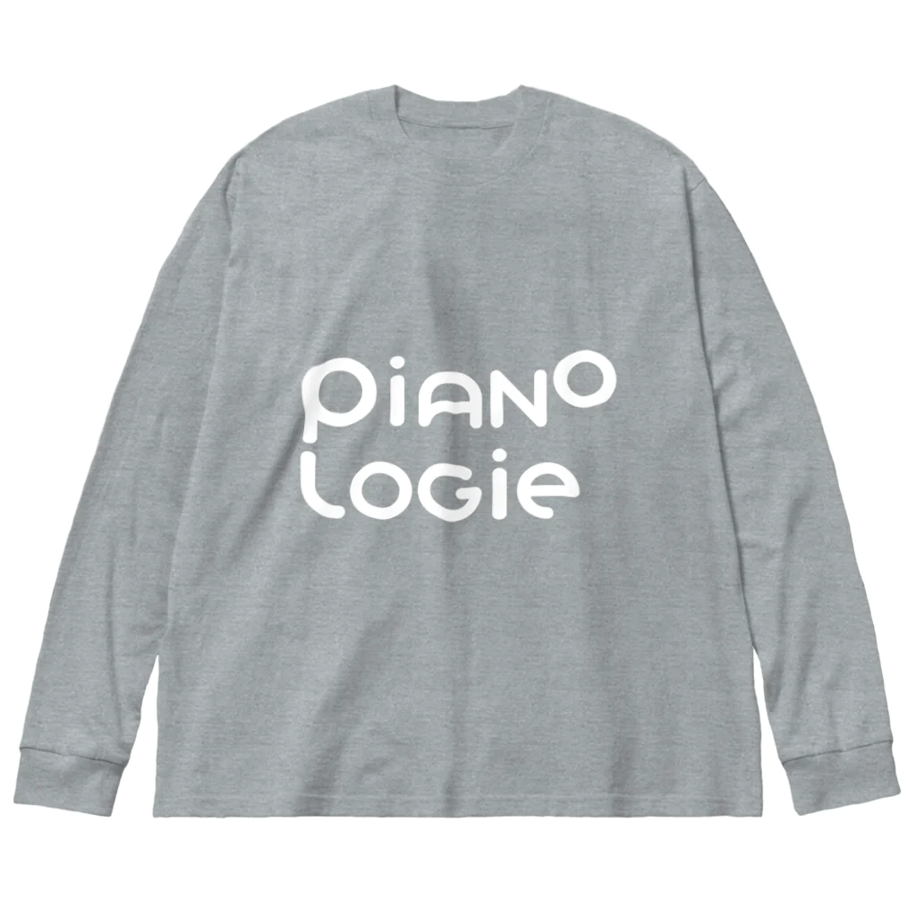 PIANOLOGIEのピアノロジーロゴ ホワイト ビッグシルエットロングスリーブTシャツ