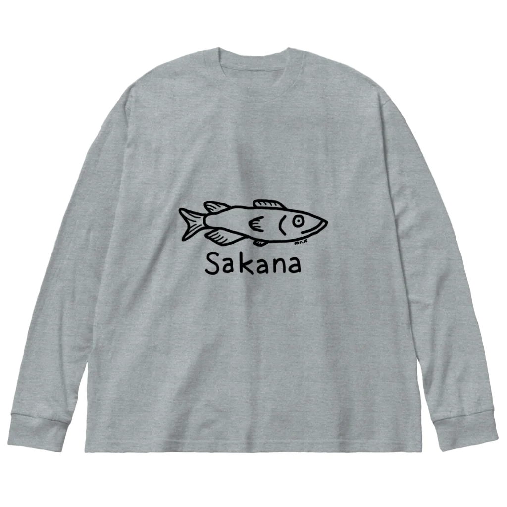 MrKShirtsのSakana (魚) 黒デザイン ビッグシルエットロングスリーブTシャツ