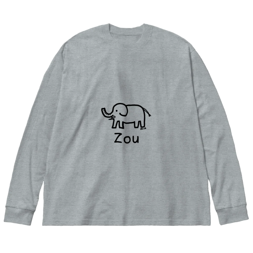 MrKShirtsのZou (ゾウ) 黒デザイン Big Long Sleeve T-Shirt