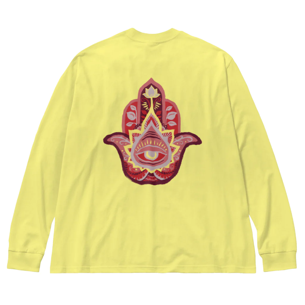 IZANAMI by Akane Yabushitaの誕生石色✋ハムサの手（1月・ガーネット） Big Long Sleeve T-Shirt