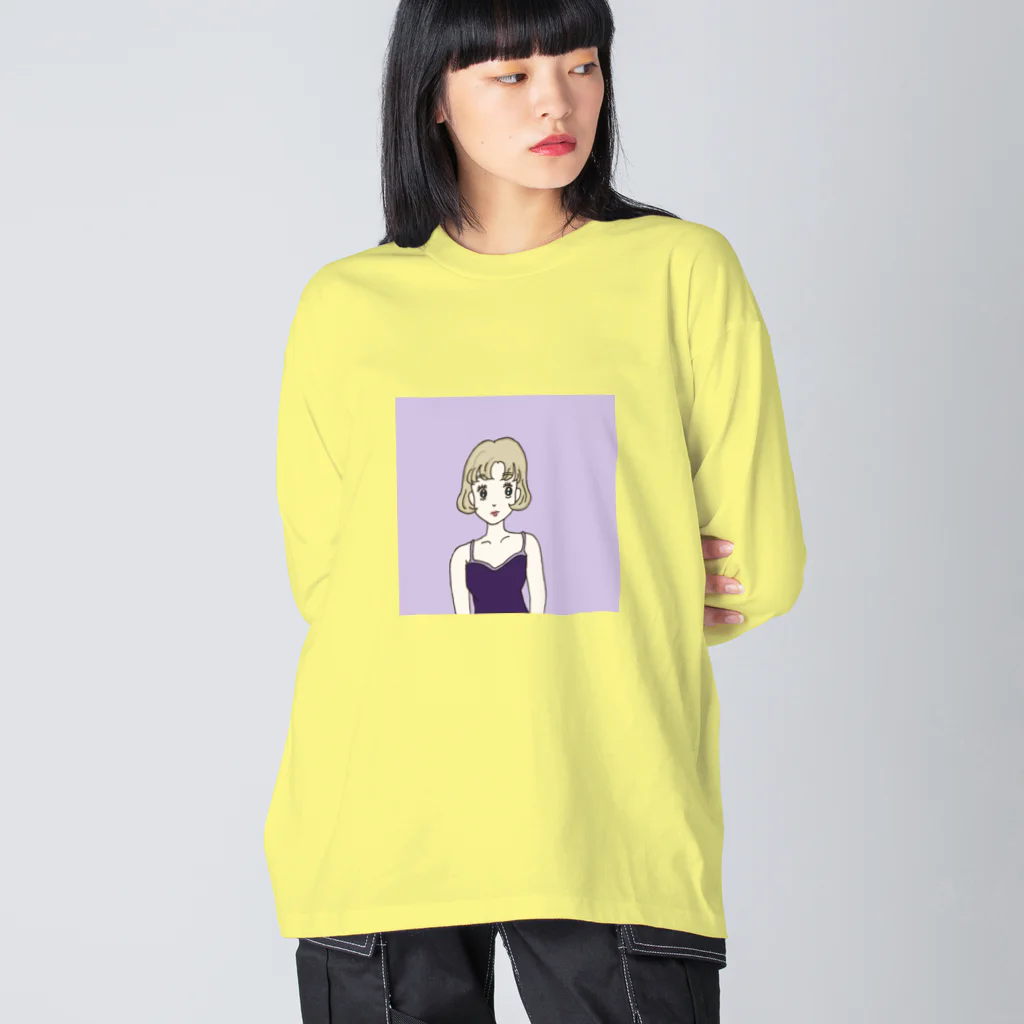 Hinanochin.shopのMs. Blonde Short Hair ビッグシルエットロングスリーブTシャツ