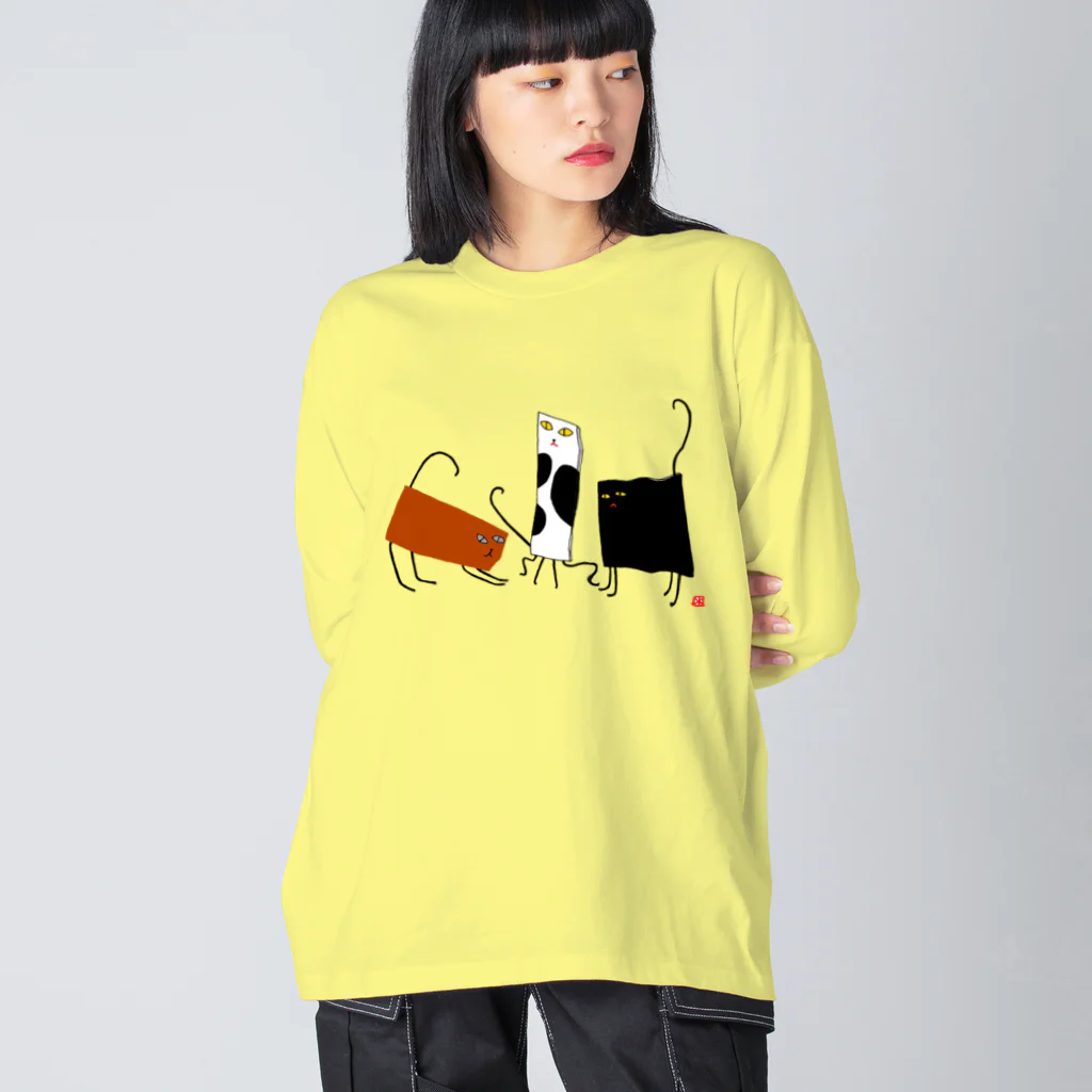 心の森ミュージアム　遊童館の板ネコ日和 Big Long Sleeve T-Shirt