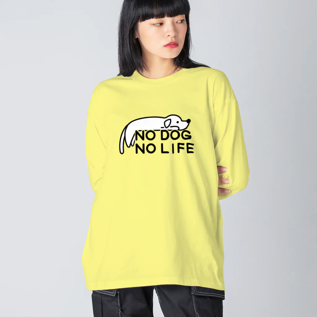 ぽぴーぴぽーのNO DOG NO LIFE(犬白塗り) Big Long Sleeve T-Shirt