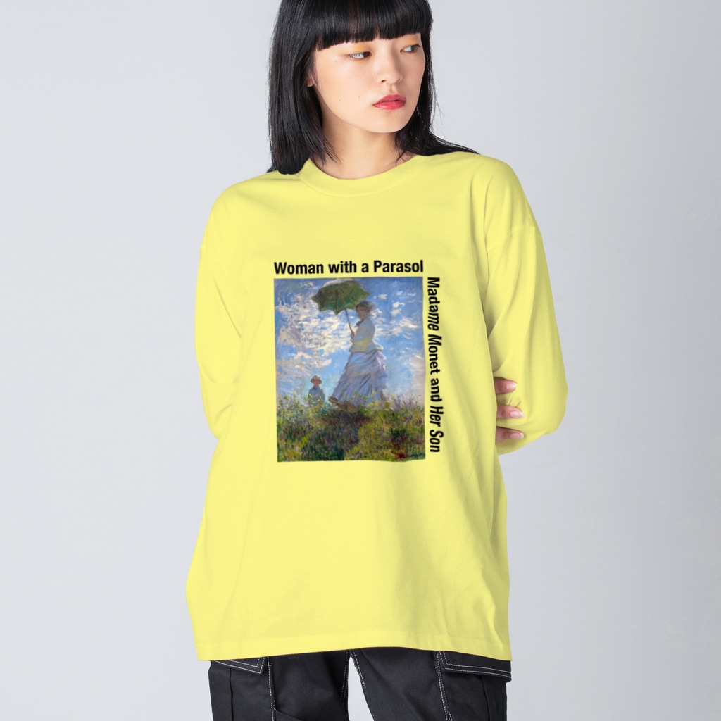 art-laboratory 絵画、芸術グッズのクロード・モネの「散歩、日傘をさす女性」Tシャツ Big Long Sleeve T-Shirt