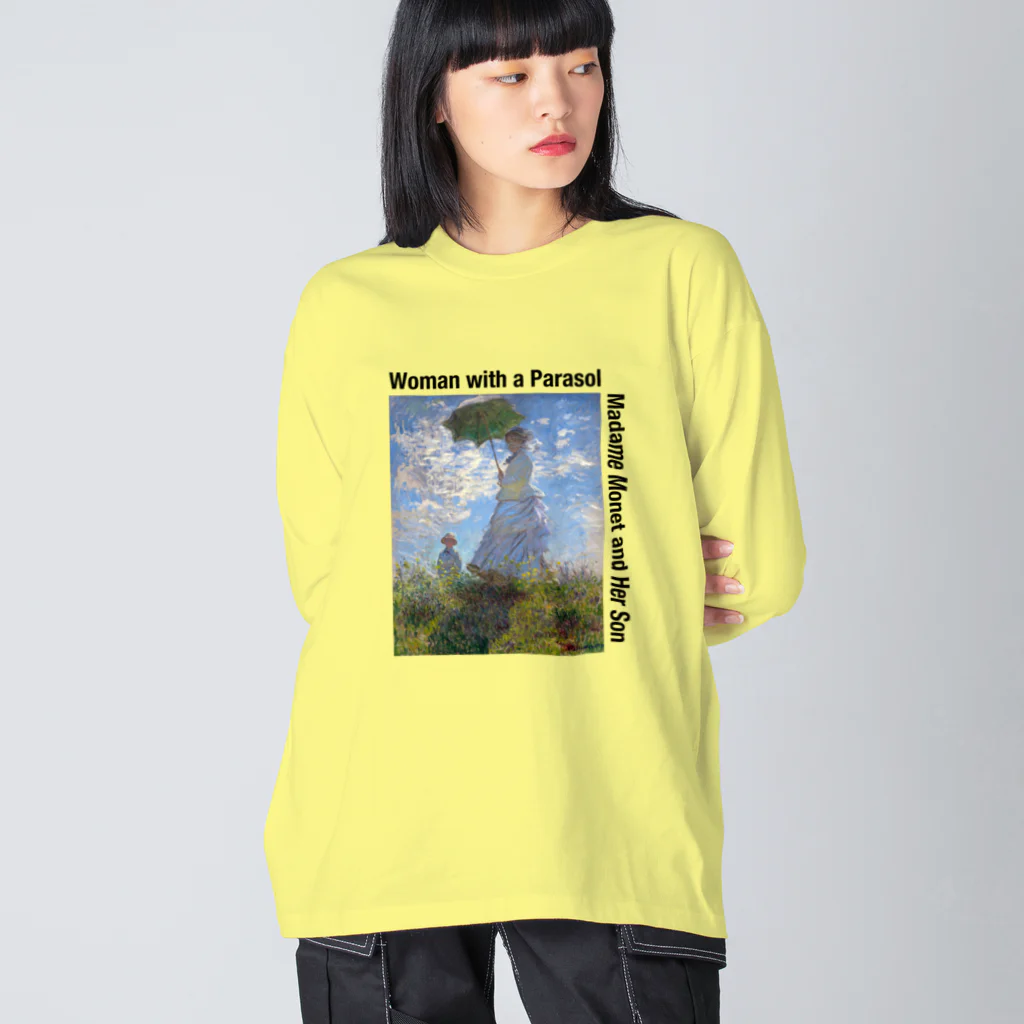 art-laboratory 絵画、芸術グッズのクロード・モネの「散歩、日傘をさす女性」Tシャツ ビッグシルエットロングスリーブTシャツ