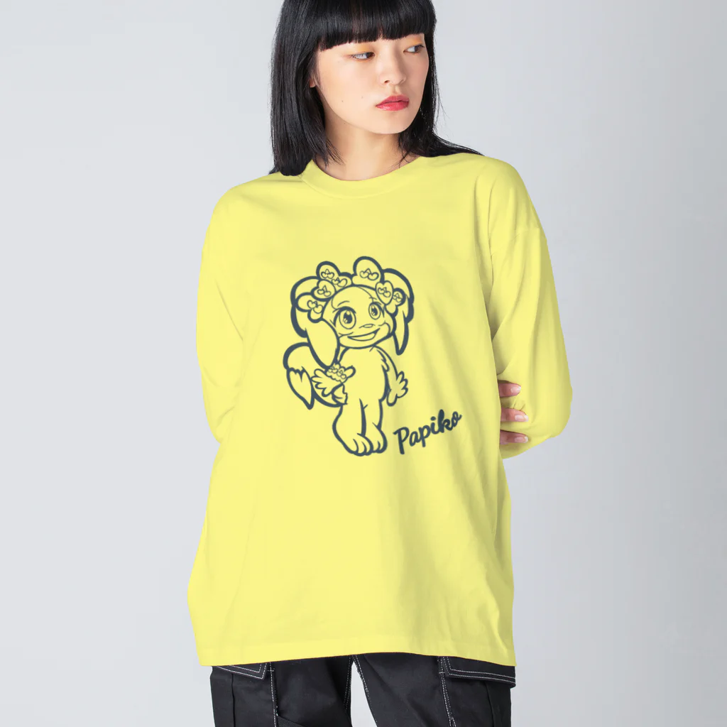 ちゃとらま　CHA10ramaのパピヨン　パピコ ビッグシルエットロングスリーブTシャツ