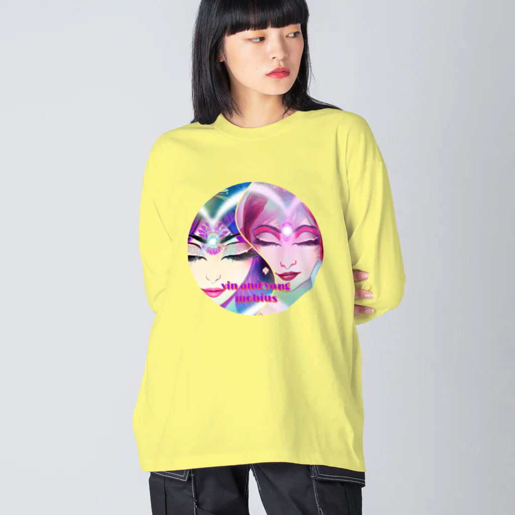 💖宇宙整体♪🌈♪こころからだチャンネル♪💖の陰陽がメビウスする。 ビッグシルエットロングスリーブTシャツ