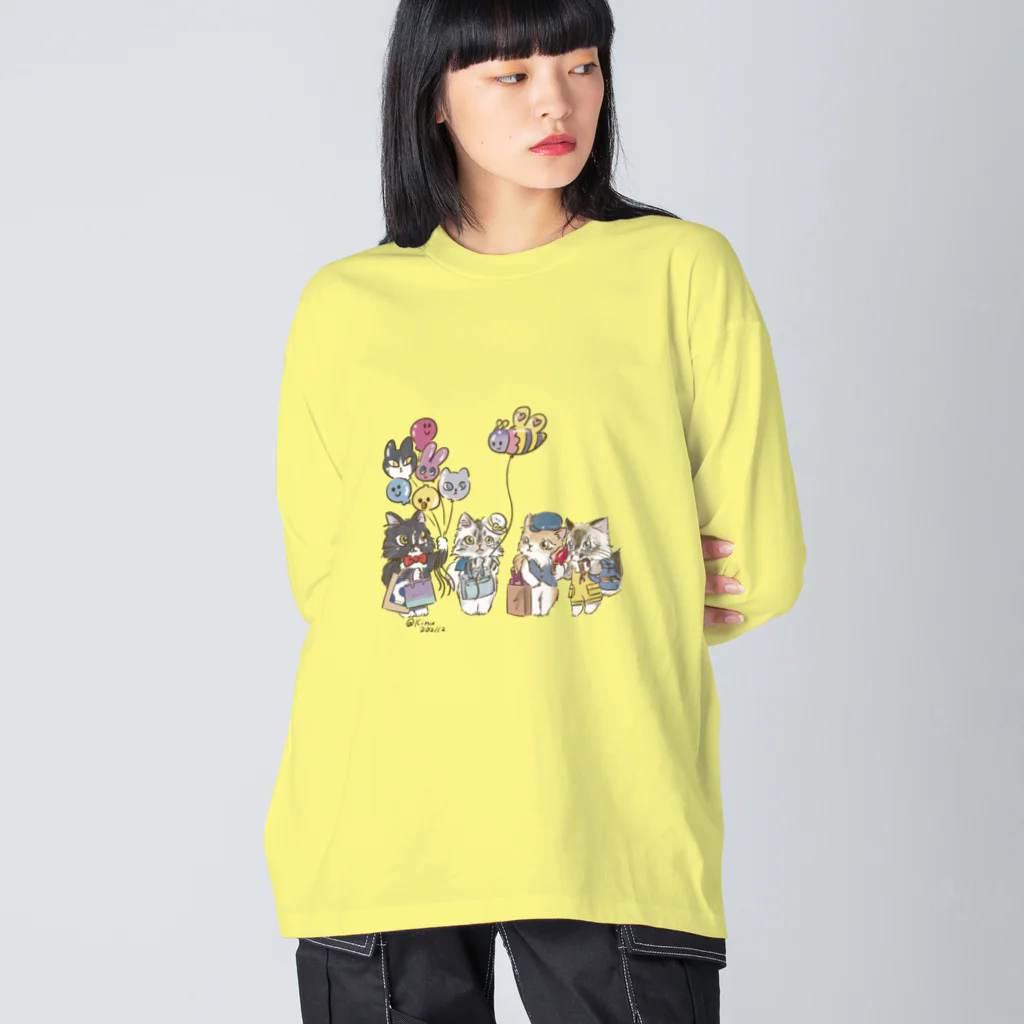 猫のきぬくんのお店のベーカリーこげまる社員旅行にゃ Big Long Sleeve T-Shirt