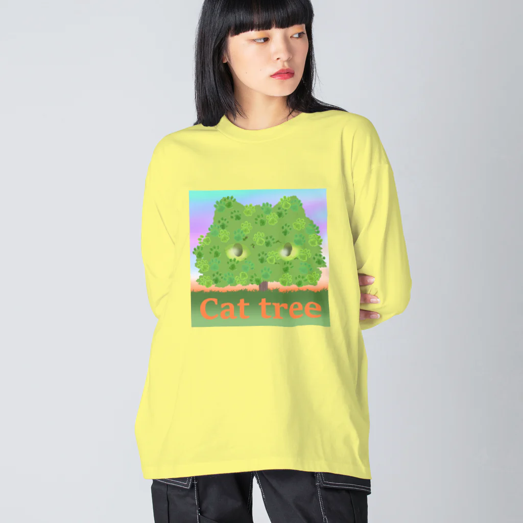 Charamaru MarketのＣＡＴ　ＴＲＥＥ Big Long Sleeve T-Shirt