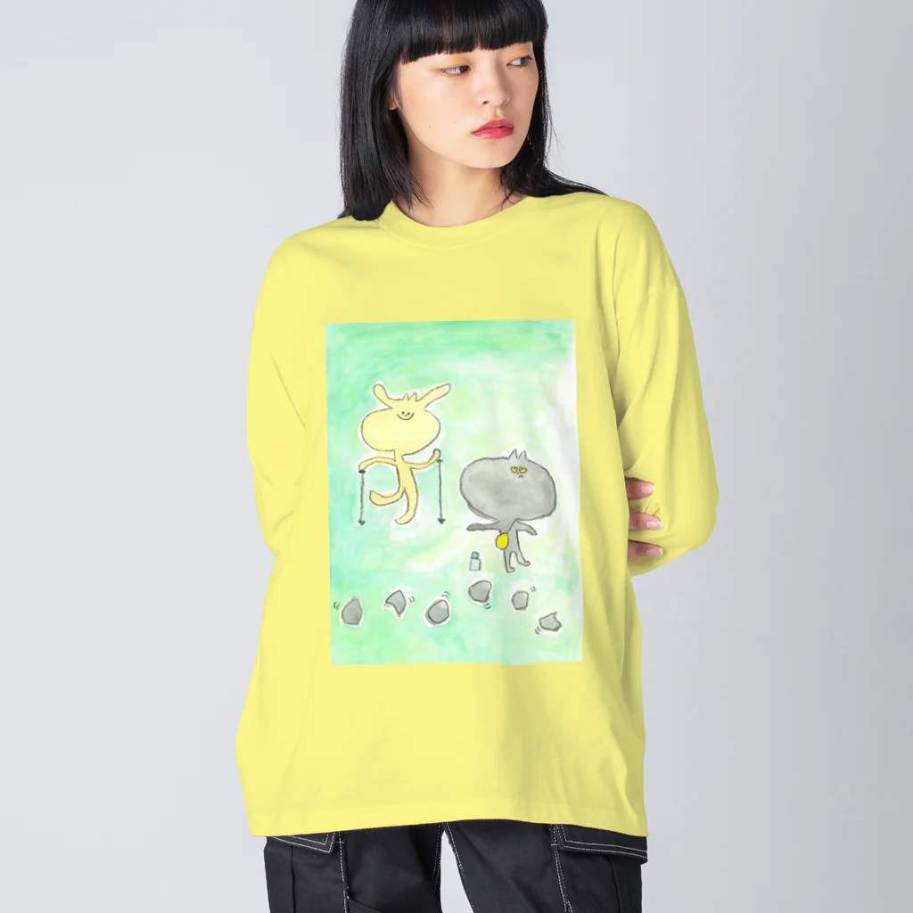 tonarichanのいぬくんとねこくん ビッグシルエットロングスリーブTシャツ