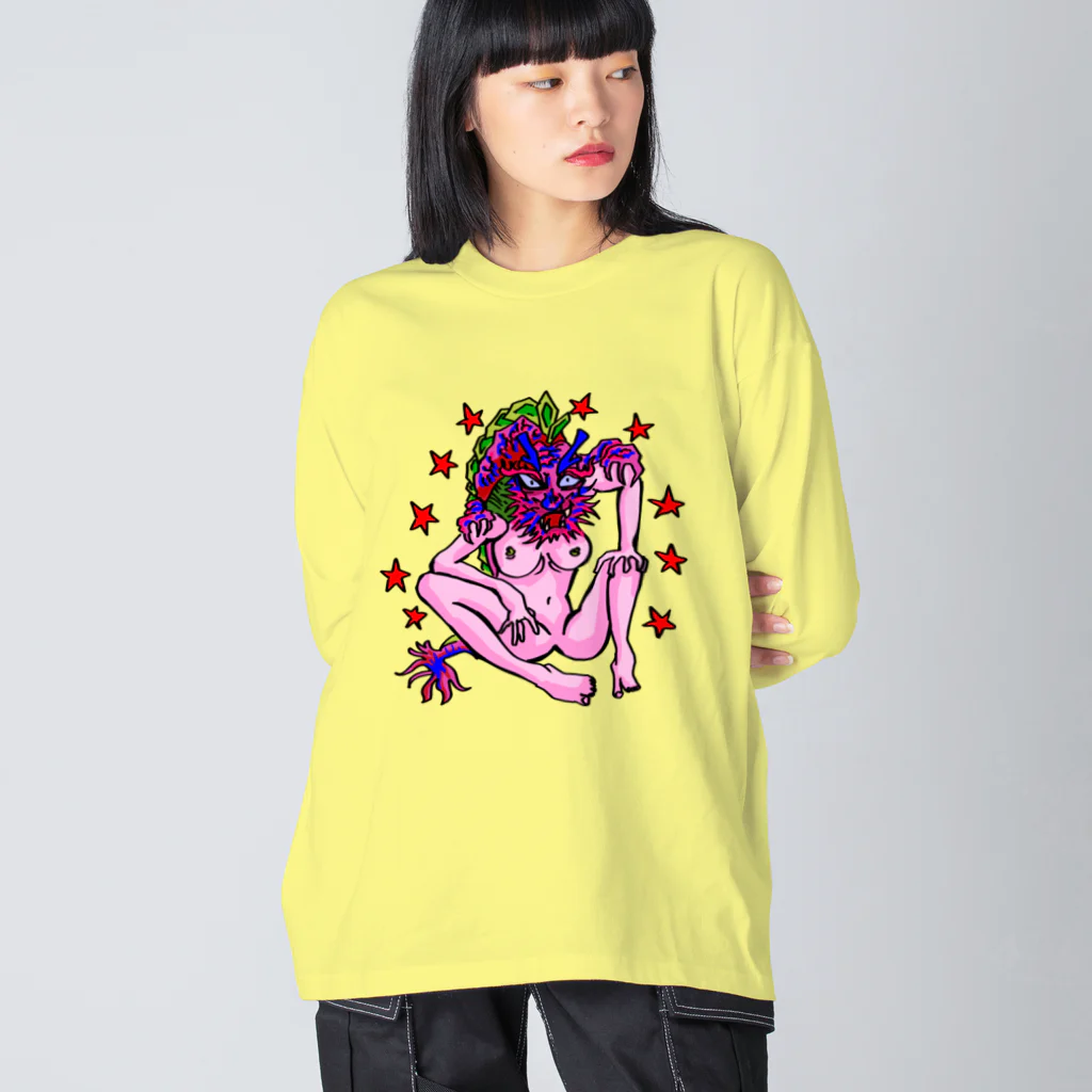 JINPIN (仁品)のドラゴンヘッドガール Big Long Sleeve T-Shirt