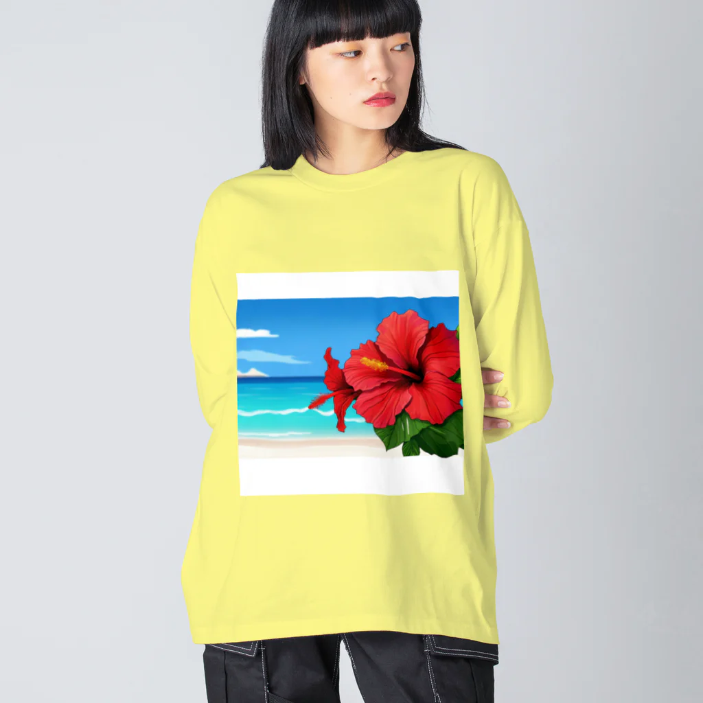 kaiminsapoのハイビスカス　リゾート　🌺　🏝️ ビッグシルエットロングスリーブTシャツ