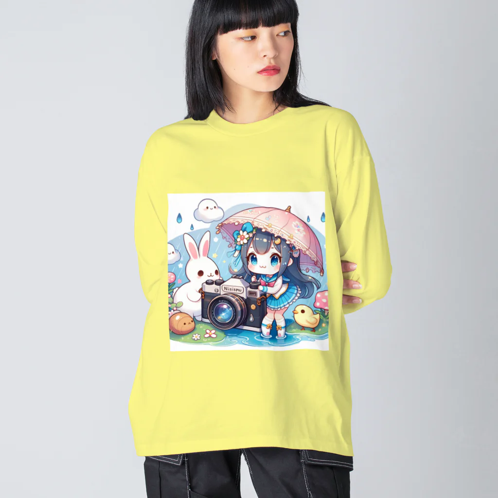 かるるんショップのカメラと傘とうさ耳少女とシリーズ　撮影 Big Long Sleeve T-Shirt