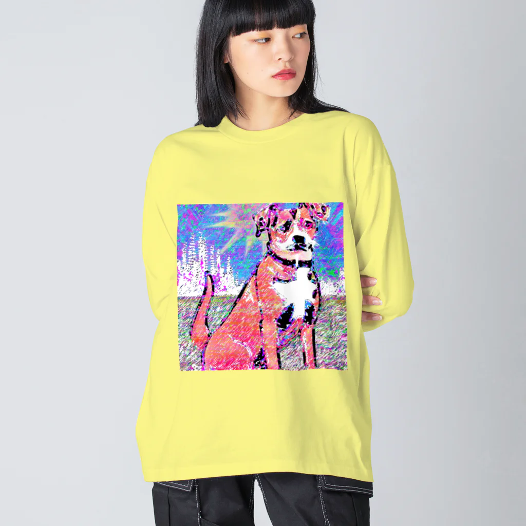 水草のPOPなDOG ビッグシルエットロングスリーブTシャツ