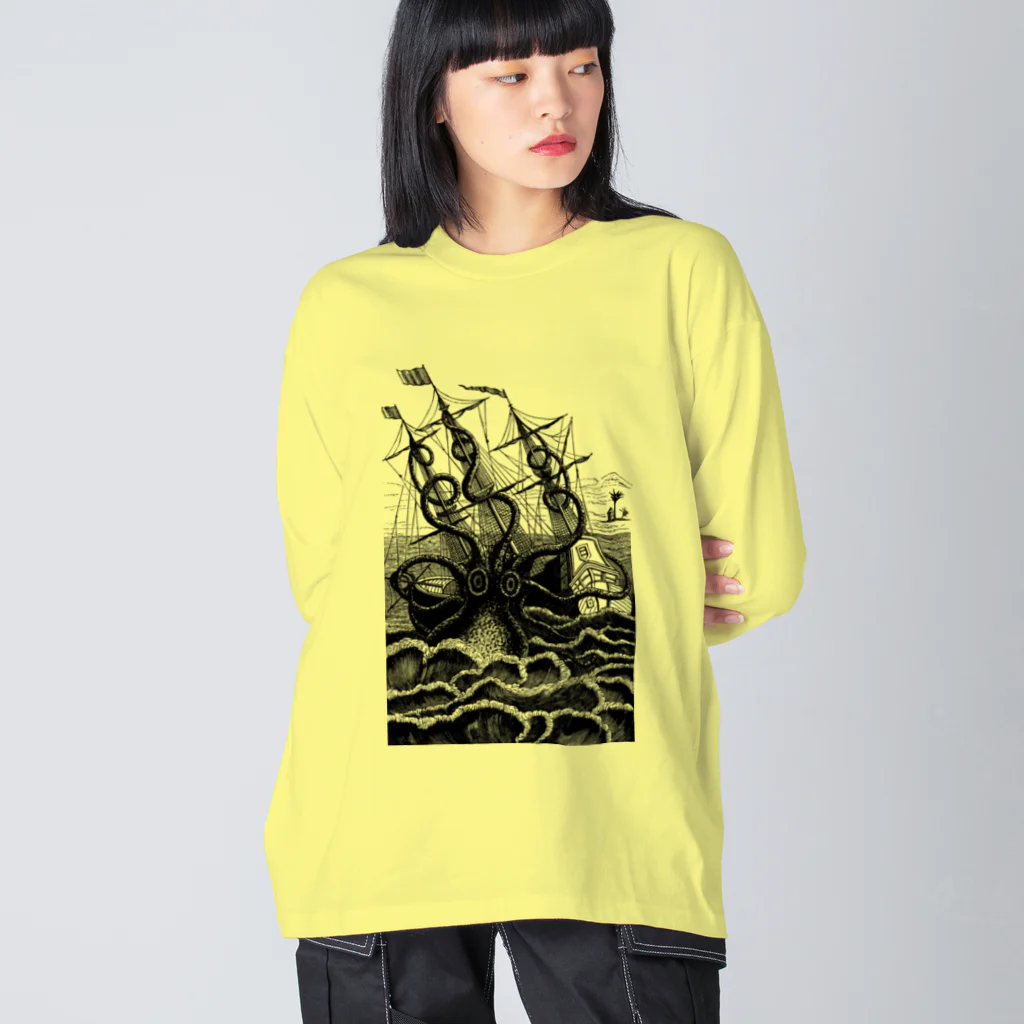 Saza-nami Antique designの海の怪物、クラーケン！！ Big Long Sleeve T-Shirt