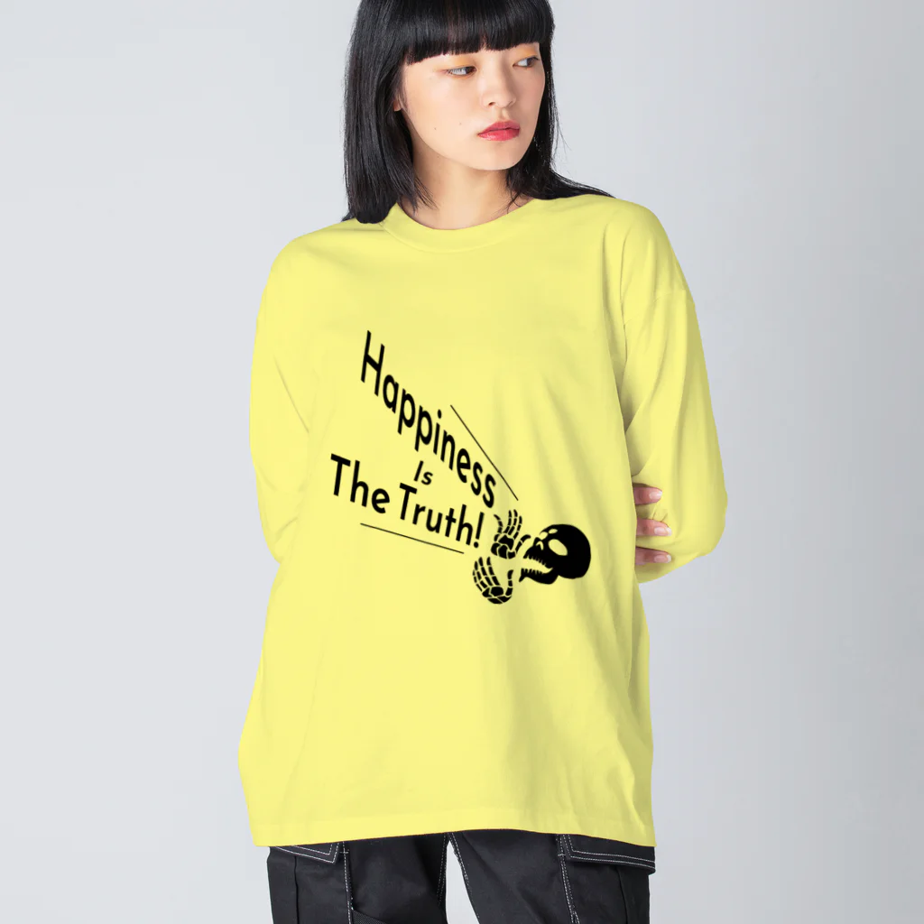 『NG （Niche・Gate）』ニッチゲート-- IN SUZURIのHappiness Is The Truth!（黒） ビッグシルエットロングスリーブTシャツ