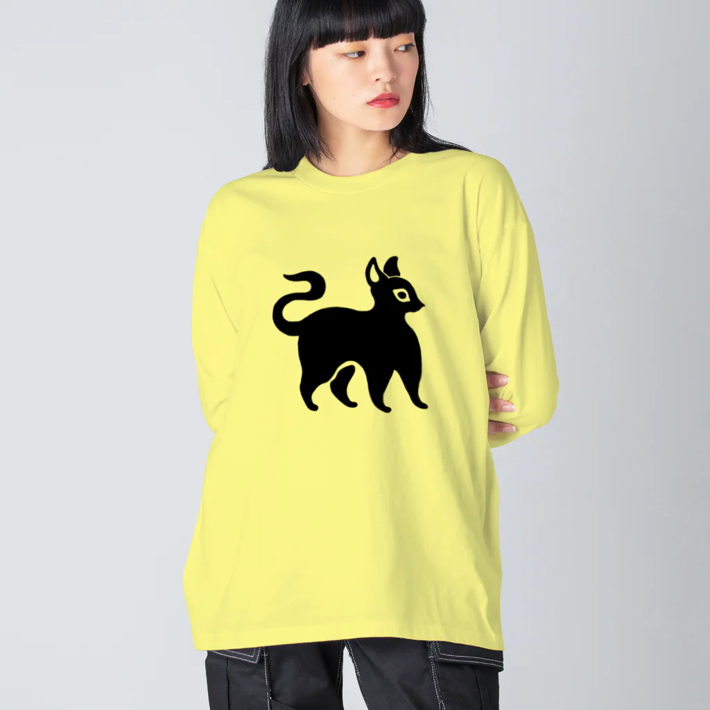 ツバメ堂の黒猫 ビッグシルエットロングスリーブTシャツ