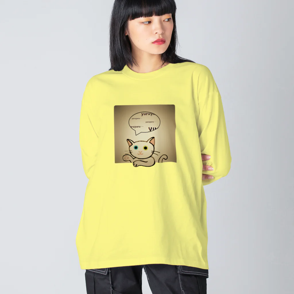 SU-KUのゆる猫オッド　セピア Big Long Sleeve T-Shirt