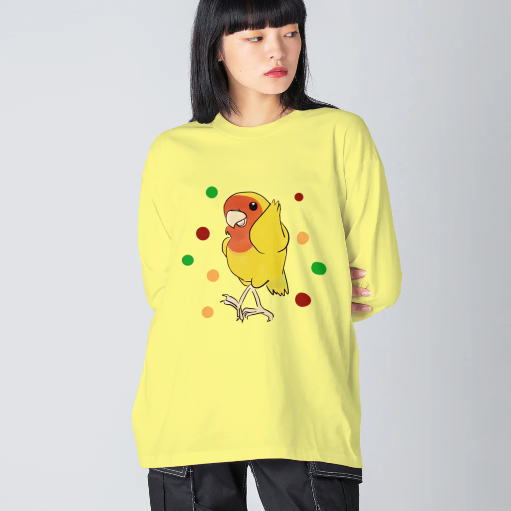 インコグッズのお店　ラブバード亭のコザクラインコ（ダンシング・アフリカンバージョン） ビッグシルエットロングスリーブTシャツ