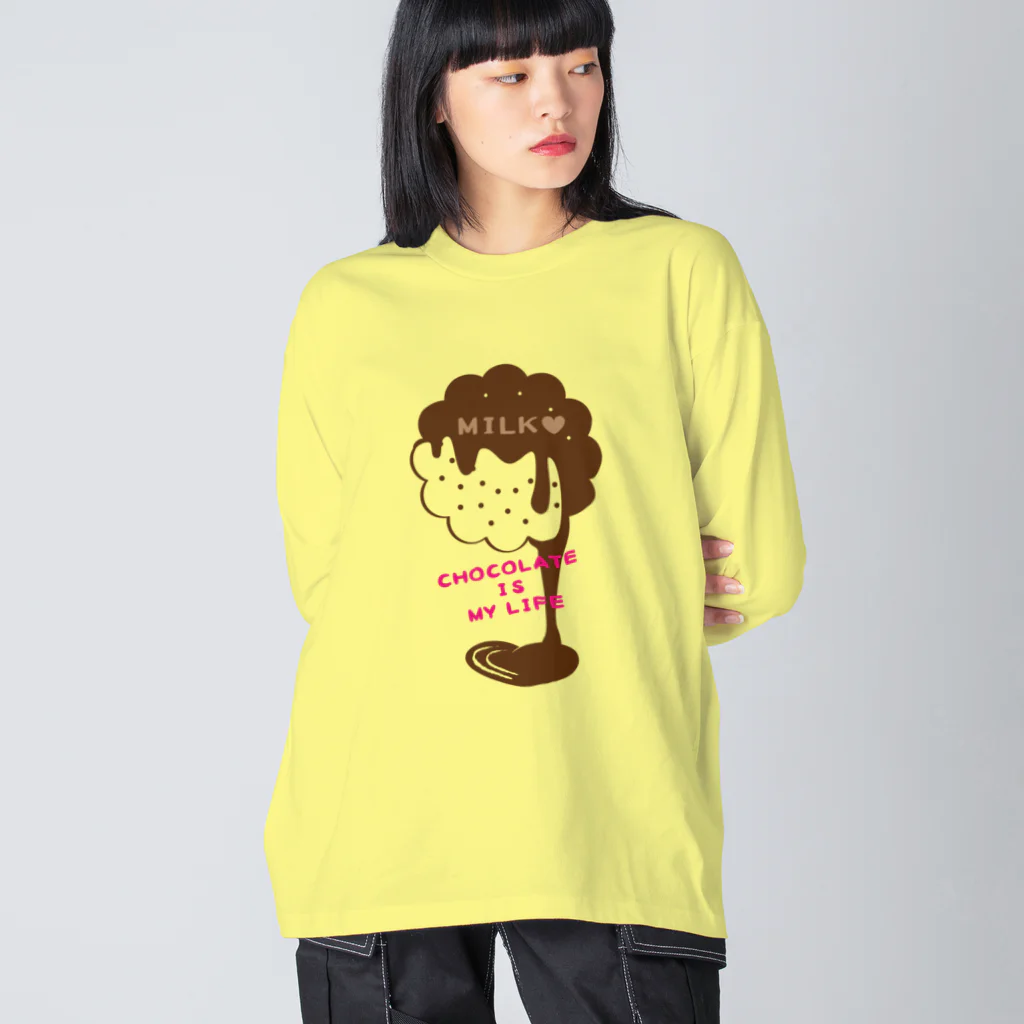 イラスト MONYAAT のCT98 CHOCOKATE IS MY LIFE*Ｃ ビッグシルエットロングスリーブTシャツ