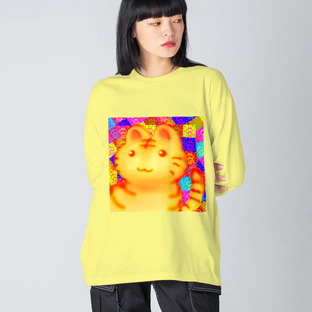 ✨🌈✨ユラクラカン🇯🇵 ✨🌈✨の🌈🐱のんびり屋の猫さん　リラックス ビッグシルエットロングスリーブTシャツ