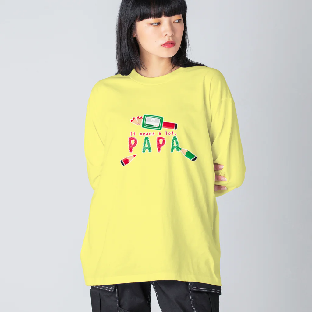 イラスト MONYAAT のちびた色鉛筆 PAPA*B Big Long Sleeve T-Shirt